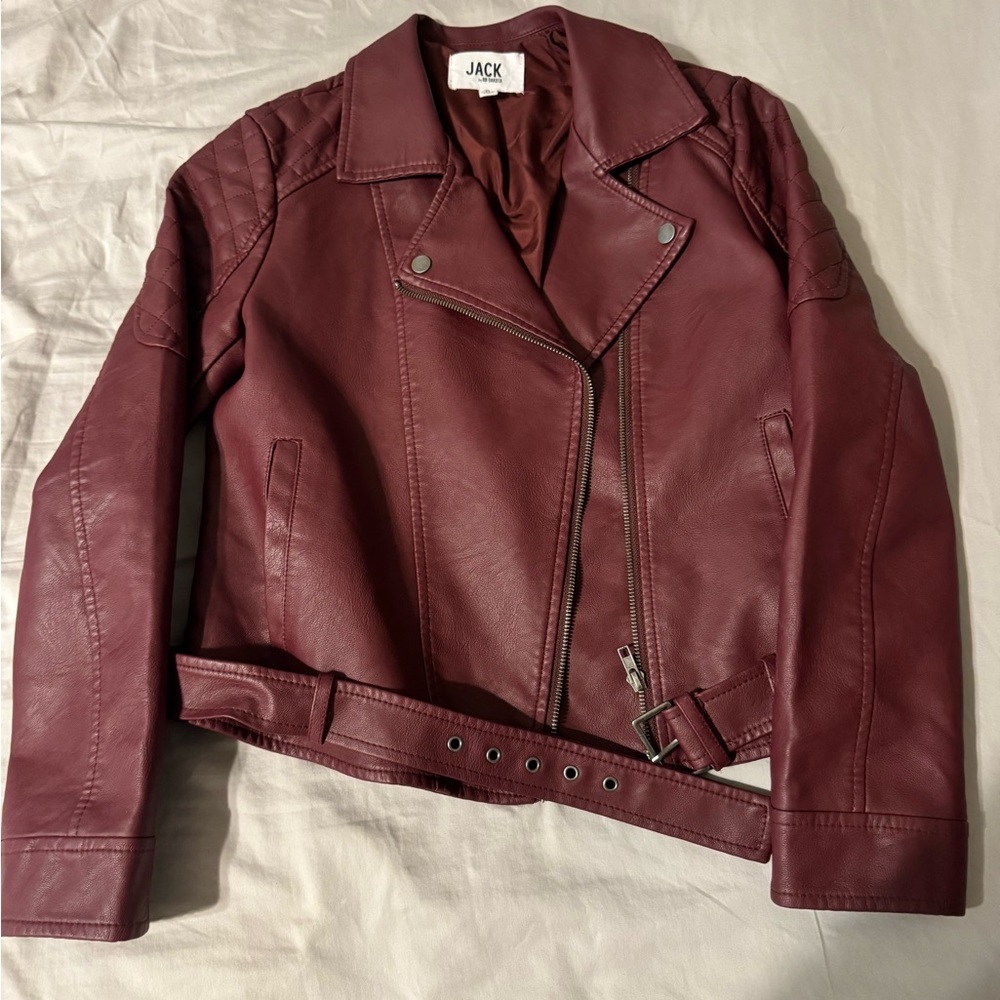 Jack by BB Dakota Women's Burgundy Faux Leather Jacket